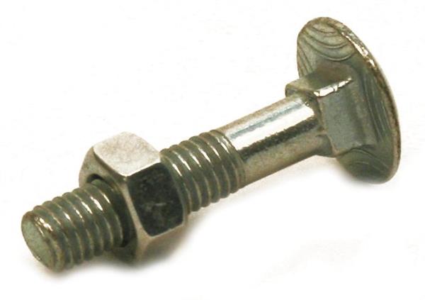 DIN 603 / 555 bræddebolt med møtrik 4.6 elgalvaniseret FZB M10, 25mm - 100stk