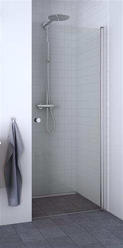 Justerbar brusedør 90x200 cm klar glas 6 mm hærdet med hæve/sænke funktion - Dansani