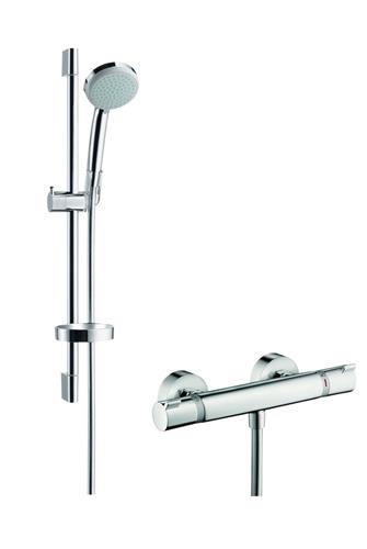 Brusesæt 4-funktion 100 mm med termostat og stang 650 mm, forkromet - hansgrohe