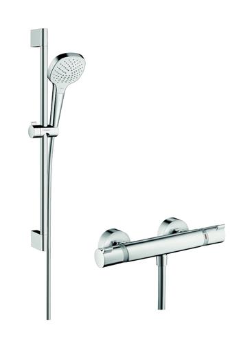 Håndbrusersæt med termostat 110 mm, 3 strålefunktioner, 650 mm brusestang - hansgrohe
