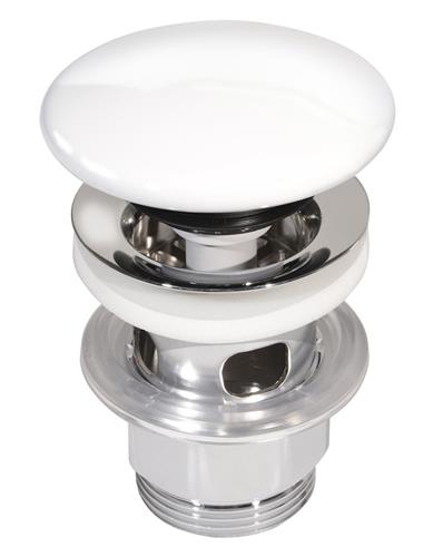 Push-open/bundventil 1¼ til vask med overløb, krom/porcelæn - Gustavsberg
