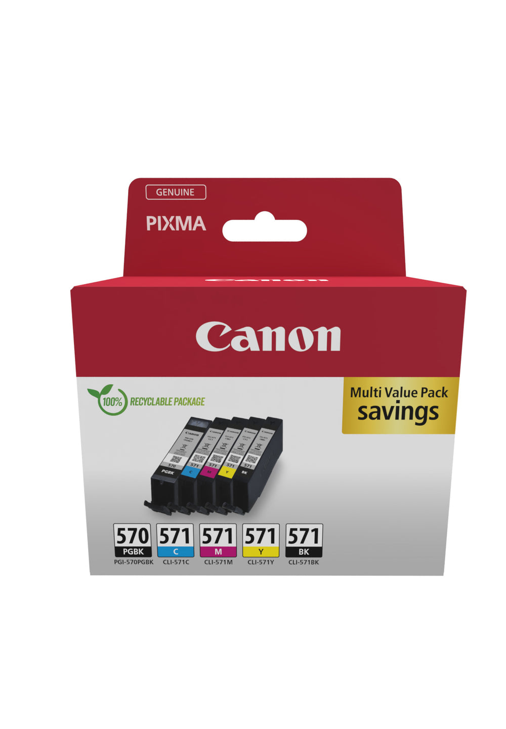 Canon PGI 570/CLI-571 PGBK/BK/C/M/Y Multi Pack Sort Gul Cyan Magenta Pigmenteret sort Blækbeholder