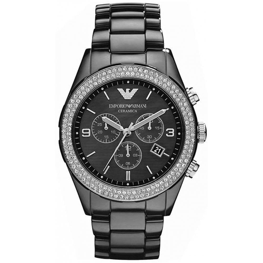Emporio Armani Ar1455 dameur Chronograph Ceramica Crystal sort