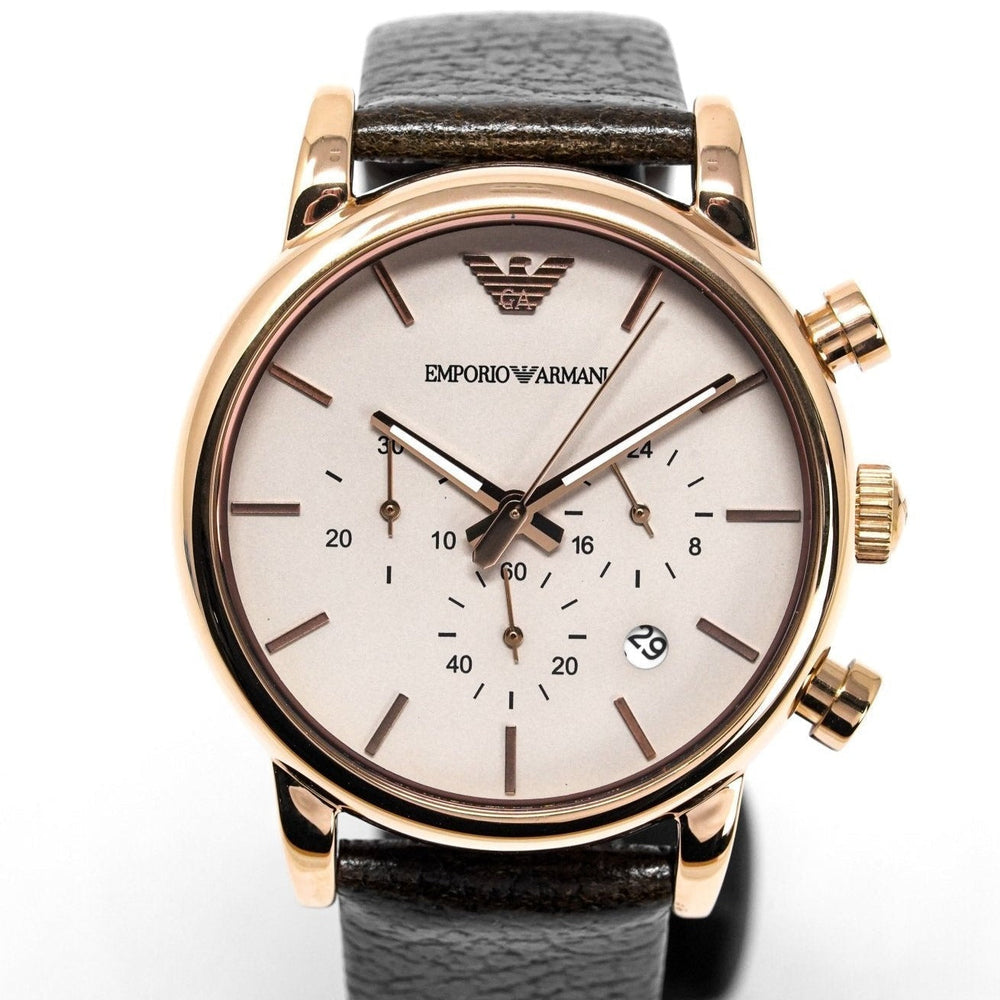 Emporio Armani Ar1809 Men S Luigi Chronograph ur med roseguld PVD-belægning