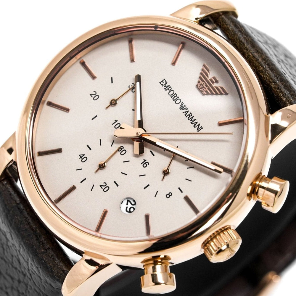 Emporio Armani Ar1809 Men S Luigi Chronograph ur med roseguld PVD-belægning
