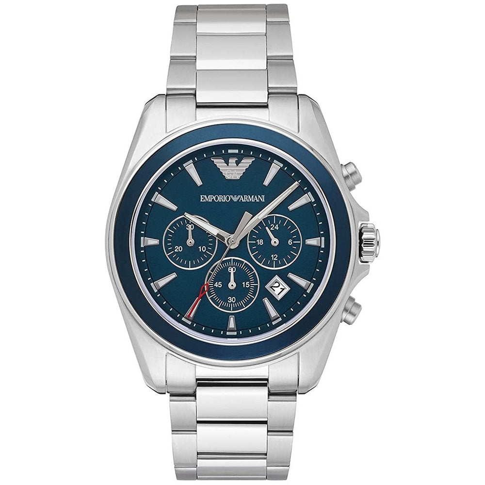 Emporio Armani Ar6091 Men S blå skive sølv Chronograph ur