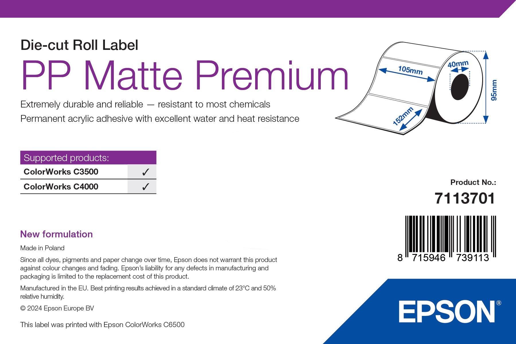 Epson Premium Pressestempel skæreetikette 105 x 152 mm 185etikette(r)