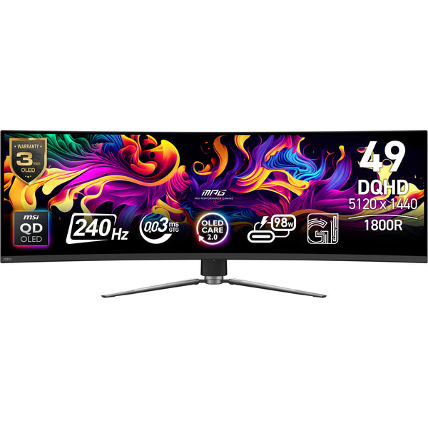 MSI MPG 491CQPXDE QD-OLED 49 5120 x 1440 (UltraWide) HDMI DisplayPort USB-C 240Hz