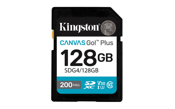 Kingston Technology Canvas Go! Plus 128 GB SDXC Canvas Go Plus Gen4 200 MB/s C10 UHS-I U3 V30