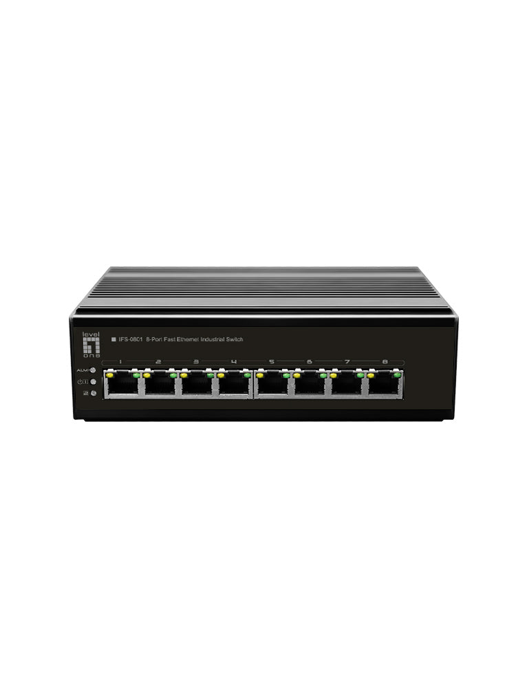 LevelOne IFS-0801 netværksswitch Ikke administreret Fast Ethernet (10/100) Sort
