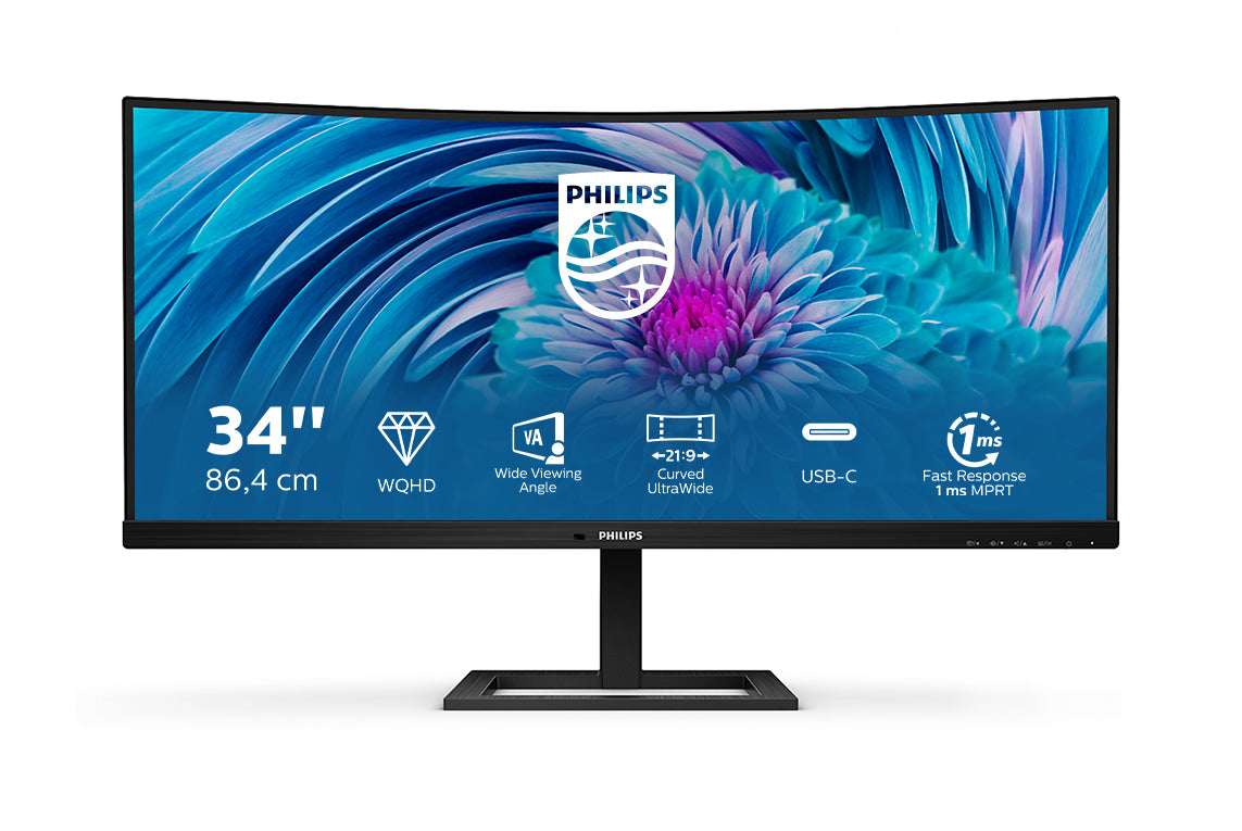 Philips E-line 346E2CUAE 34 3440 x 1440 (UltraWide) HDMI DisplayPort USB-C 100Hz  Dockingskærm