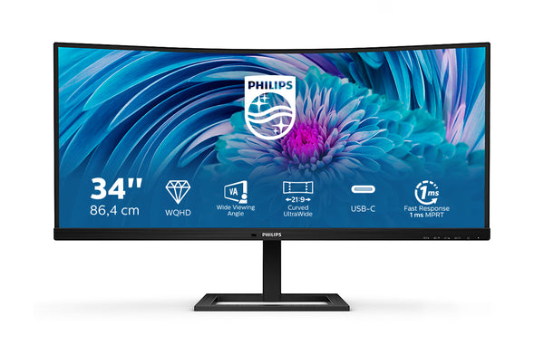 Philips E-line 346E2CUAE 34 3440 x 1440 (UltraWide) HDMI DisplayPort USB-C 100Hz  Dockingskærm