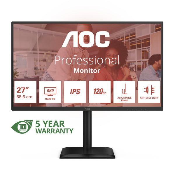 AOC E4 Q27E4U computerskærm 68,6 cm (27) 2560 x 1440 pixel Quad HD LED Sort
