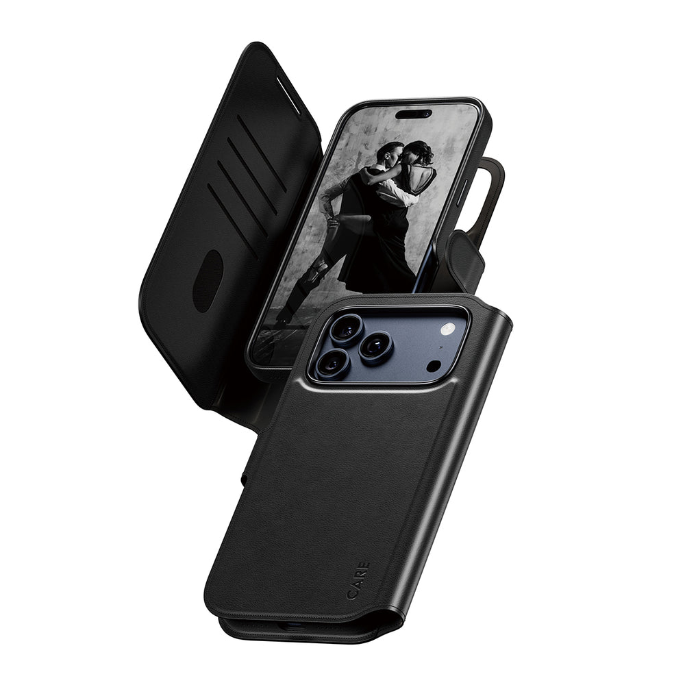 PanzerGlass CARE by Feature Case Tango Two-in-One Wallet w. MagSafe iPhone 17 Pro Max Beskyttelsescover Sort