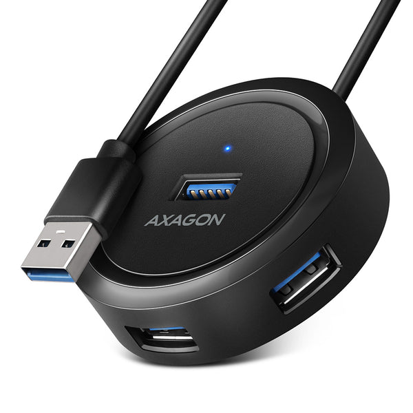 Axagon HUE-P1A interface hub USB 3.2 Gen 1 (3.1 Gen 1) Type-A 5000 Mbit/s Sort