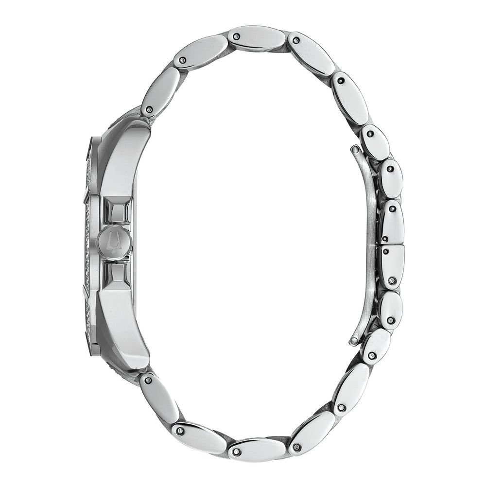Bulova Crystal Collection Chronograph sort skive tofarvet stål rem ur For Men 96c126