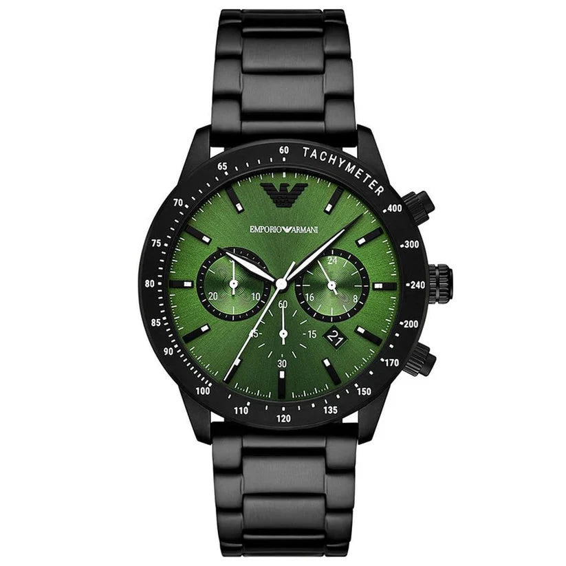 Emporio Armani Chronograph sort rustfrit stål herreur 43mm Ar11472
