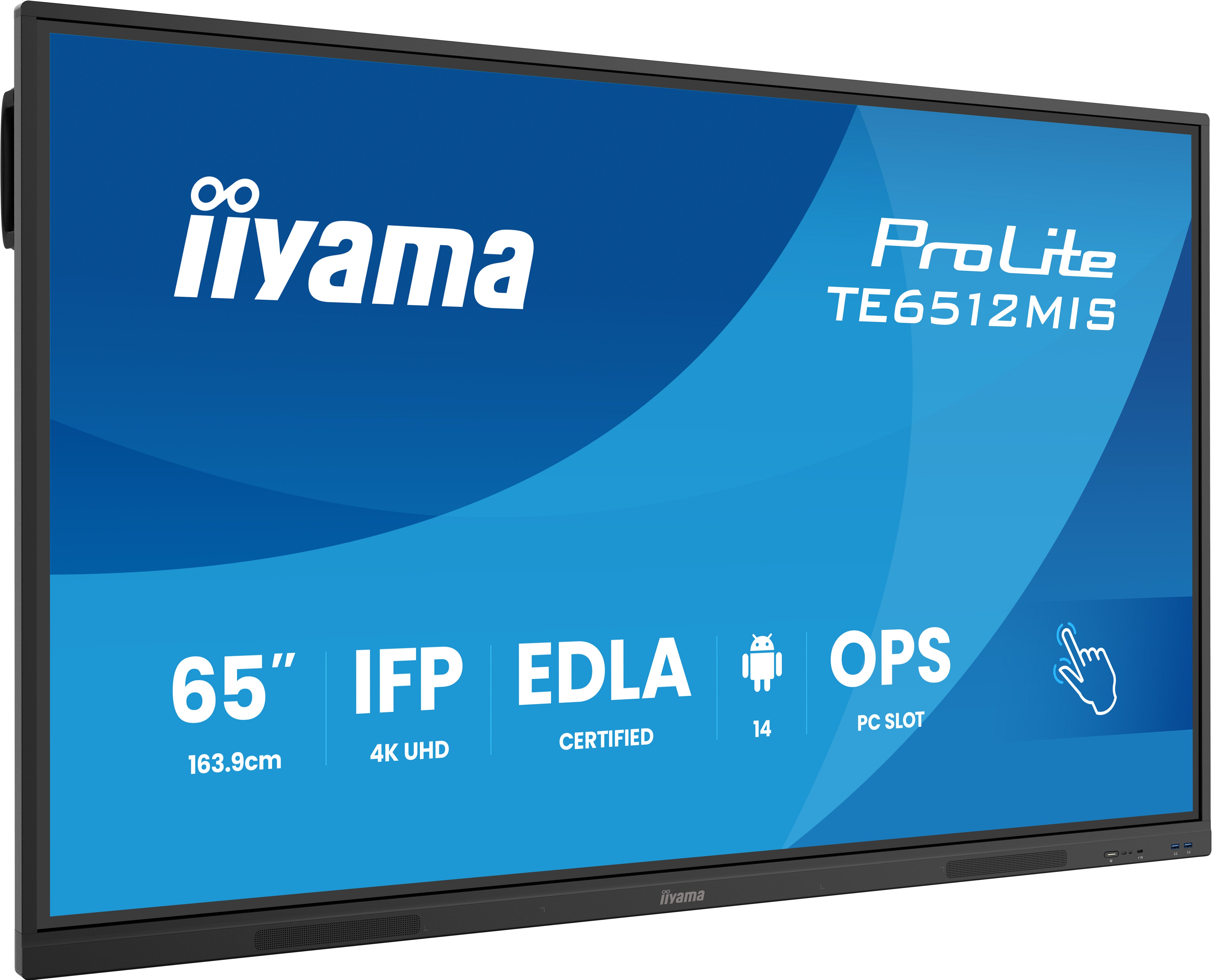 65iWIDE IFP 40-Points Bonded PureTouch IR Screen 3840 x 2160 4K UHD VA panel LED Bl. Full Metal Housing Fan-less Speakers Multiple In-/Outputs (VGA HDMI-in(2x v