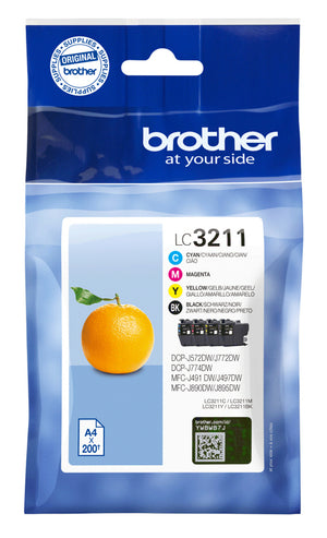 Brother LC 3211 Sort Gul Cyan Magenta 200 sider Blæk