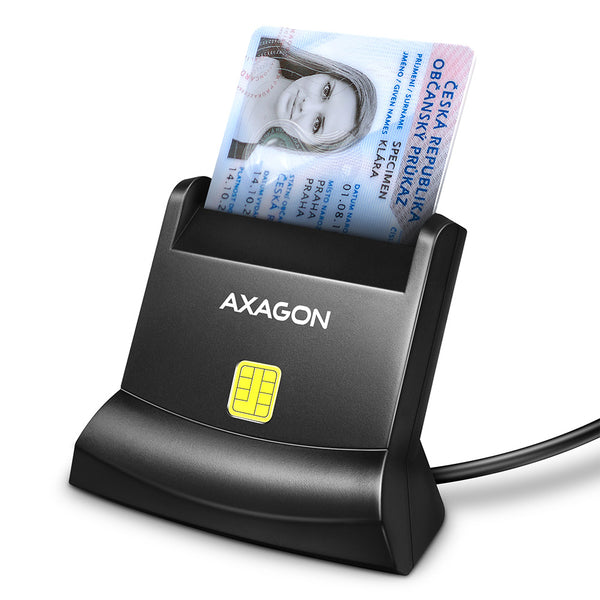 Axagon Universal desktop USB contact Smart/ID card reader with long USB-A cable. Suitable for the eObanka application. smartcard læser Indendørs USB 2.0 Sort