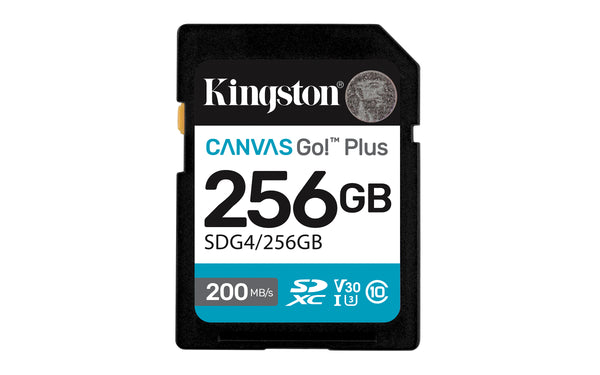 Kingston Technology Canvas Go! Plus 256 GB SDXC Canvas Go Plus Gen4 200 MB/s C10 UHS-I U3 V30