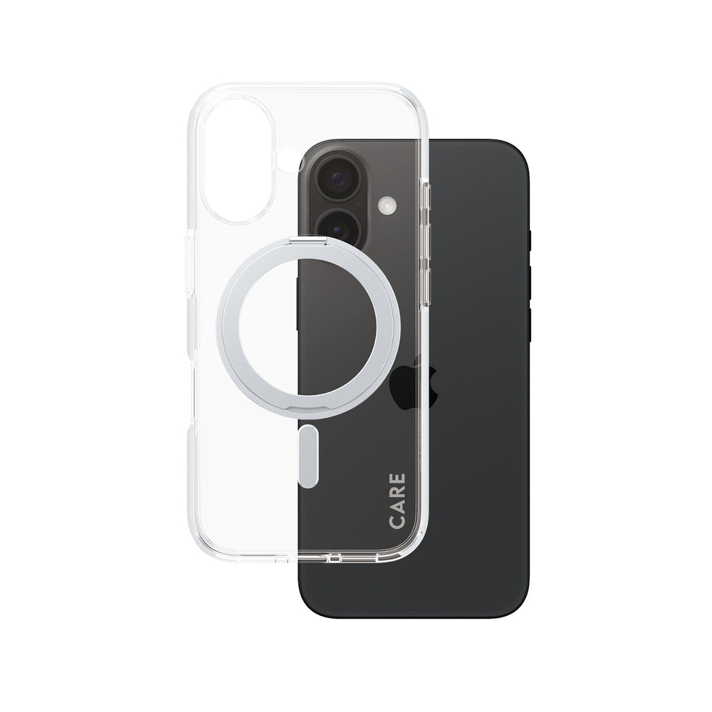 PanzerGlass CARE by Feature Case Transparent w. Silver Kickstand & MagSafe iPhone 16 Beskyttelsescover Transparent Apple iPhone 16