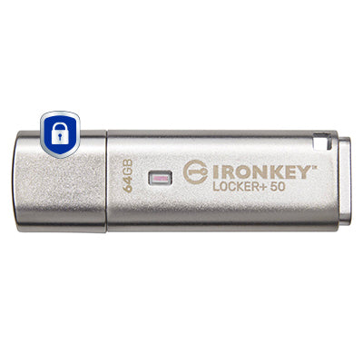 Kingston IronKey Locker+ 50 64GB USB 3.2 Gen 1 USB stick Sølv