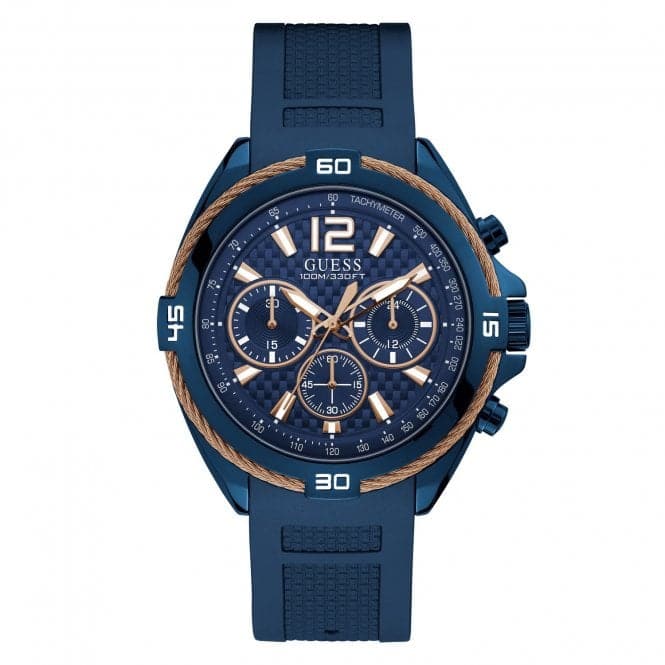 Guess Gents blå roseguld Wire Detail ur W1168g4