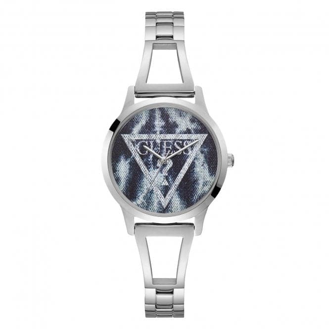 Guess Watches Guess dameur sølv blå Acid Denim Logo skive W1145l1