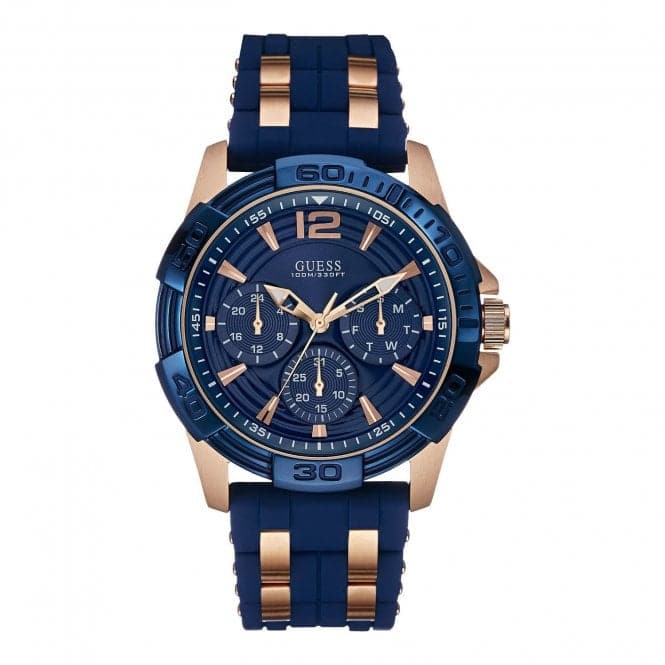 Guess Watches Guess herreur blå Textured Silicone rem W0366g4