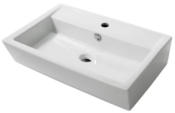 Håndvask 635x435 mm porcelæn, midt hanehul, bord-/boltemontering, hvid - Advance