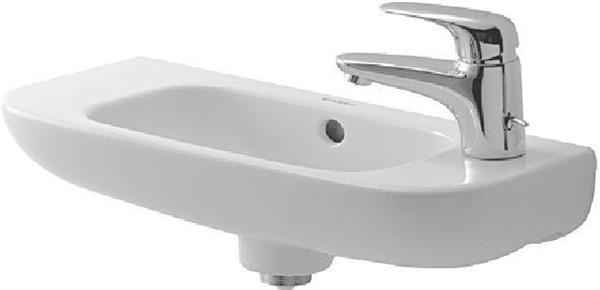 Håndvask 500 mm firkantet med overløb og haneplatform højre, porcelæn - Duravit