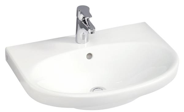 Håndvask 560x430 mm oval med overløb, bolt-/konsolmontering - Gustavsberg