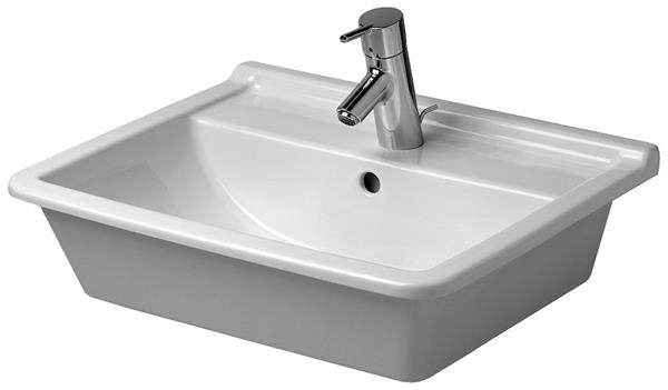 Håndvask nedfældning 560 mm med hanehul og overløb, hvid porcelæn - Duravit