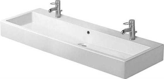 Håndvask rektangulær 1200x470 mm med 2 hanehuller, porcelæn, hvid - Duravit