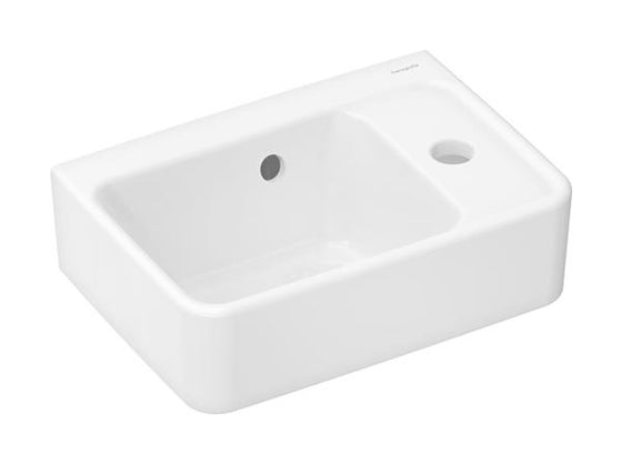 Væghængt porcelæn håndvask 360x250 mm m. hanehul højre & overløb - hansgrohe