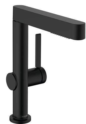 Håndvaskarmatur Finoris 1-grebs høj 230 mm ComfortZone matsort med udtræk 50 cm - hansgrohe