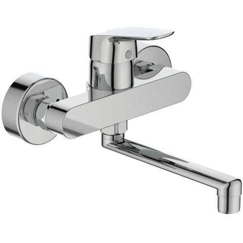 Vægarmatur 1-grebs krom svingtud 160 mm, keramisk kartouche, temperaturbegrænsning - Ideal Standard