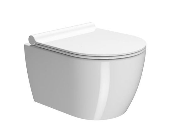 Væghængt kompakt vægtoilet 46x35 cm uden skyllekant Swirlflush - GSI Pura