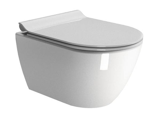 Væghængt kompakt vægtoilet 50x36 cm, swirlflush, antibakteriel glasur - GSI Pura