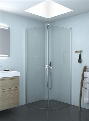 Bruseafskærmning 90 cm klar glas svingdør justerbar 72 - 74 cm høj 200 cm - Dansani