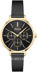 Hugo Boss dameur 1502601 Symphony guldfarvet og sort meshlænke lænke