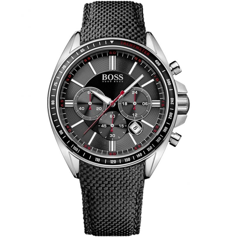 Hugo Boss Men S ur Chronograph sort Driver Fabric læder Hb1513087
