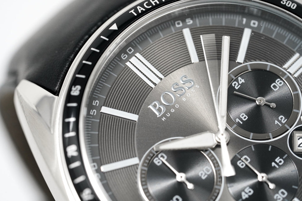 Hugo Boss Men S ur Chronograph sort Driver læder Hb1513085