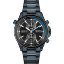 Hugo Boss Men S ur Chronograph Globetrotter blå PVD-belægning Hb1513824
