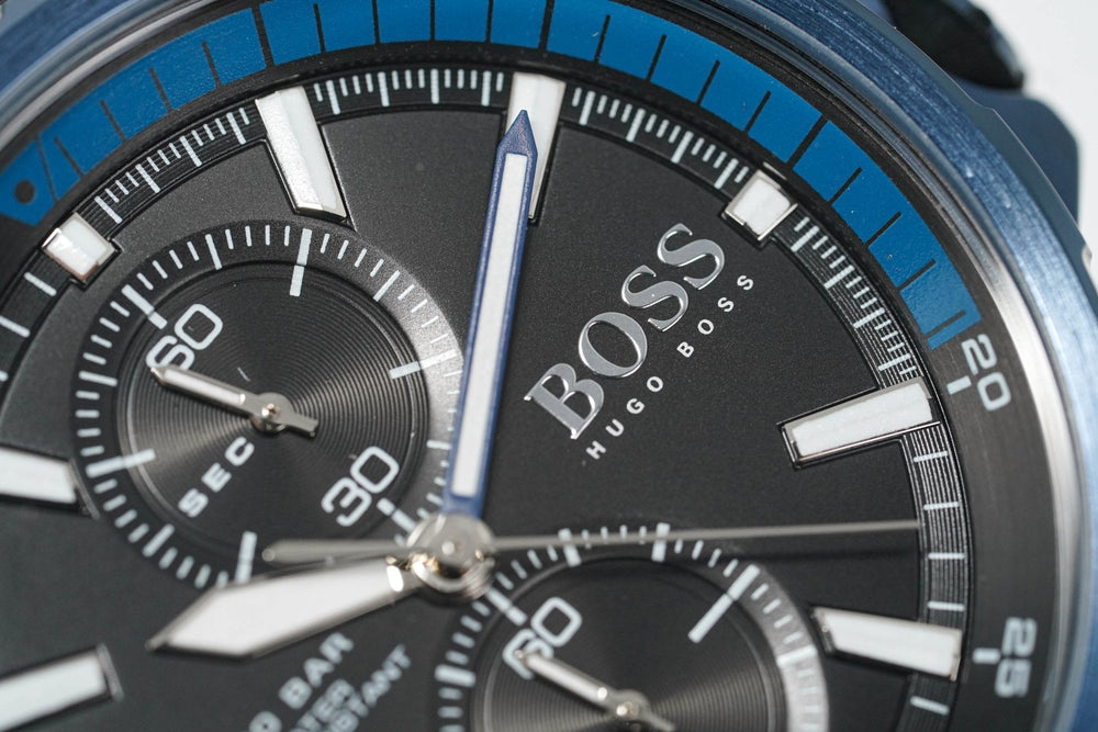 Hugo Boss Men S ur Chronograph Globetrotter blå PVD-belægning Hb1513824