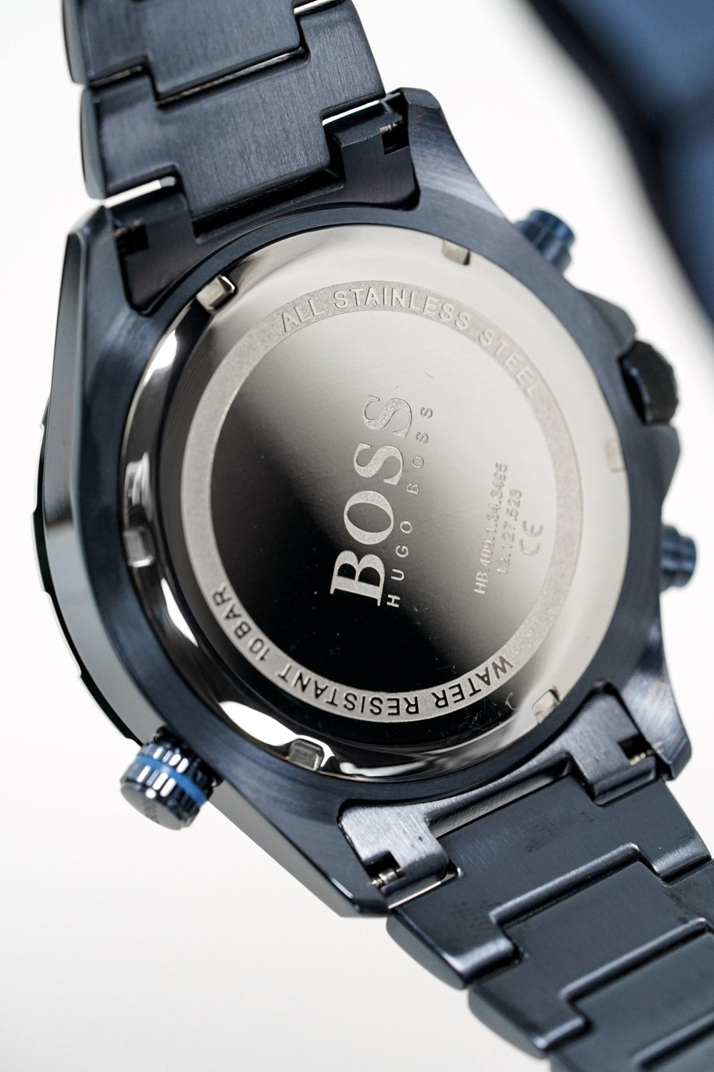Hugo Boss Men S ur Chronograph Globetrotter blå PVD-belægning Hb1513824