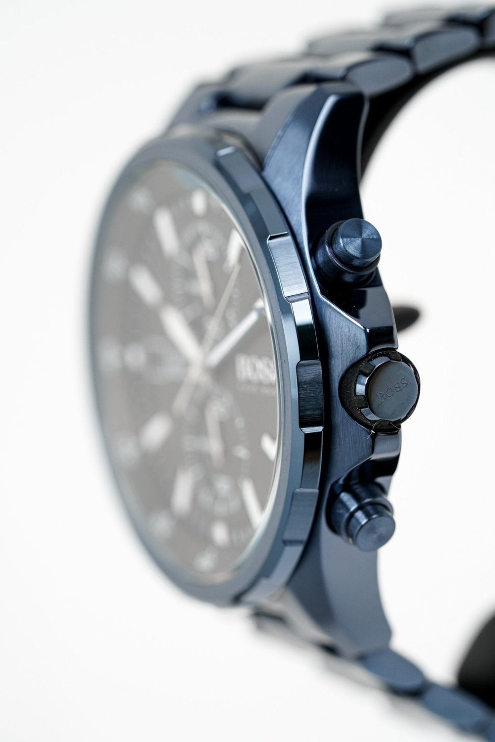 Hugo Boss Men S ur Chronograph Globetrotter blå PVD-belægning Hb1513824