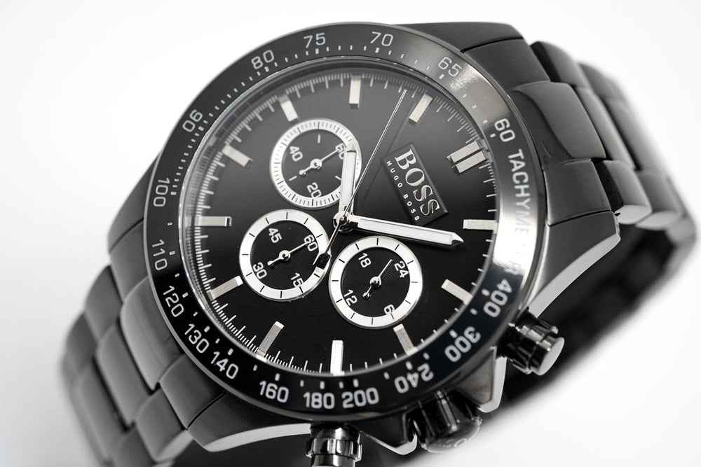 Hugo Boss Men S ur Chronograph Ikon sort PVD-belægning Hb1512961