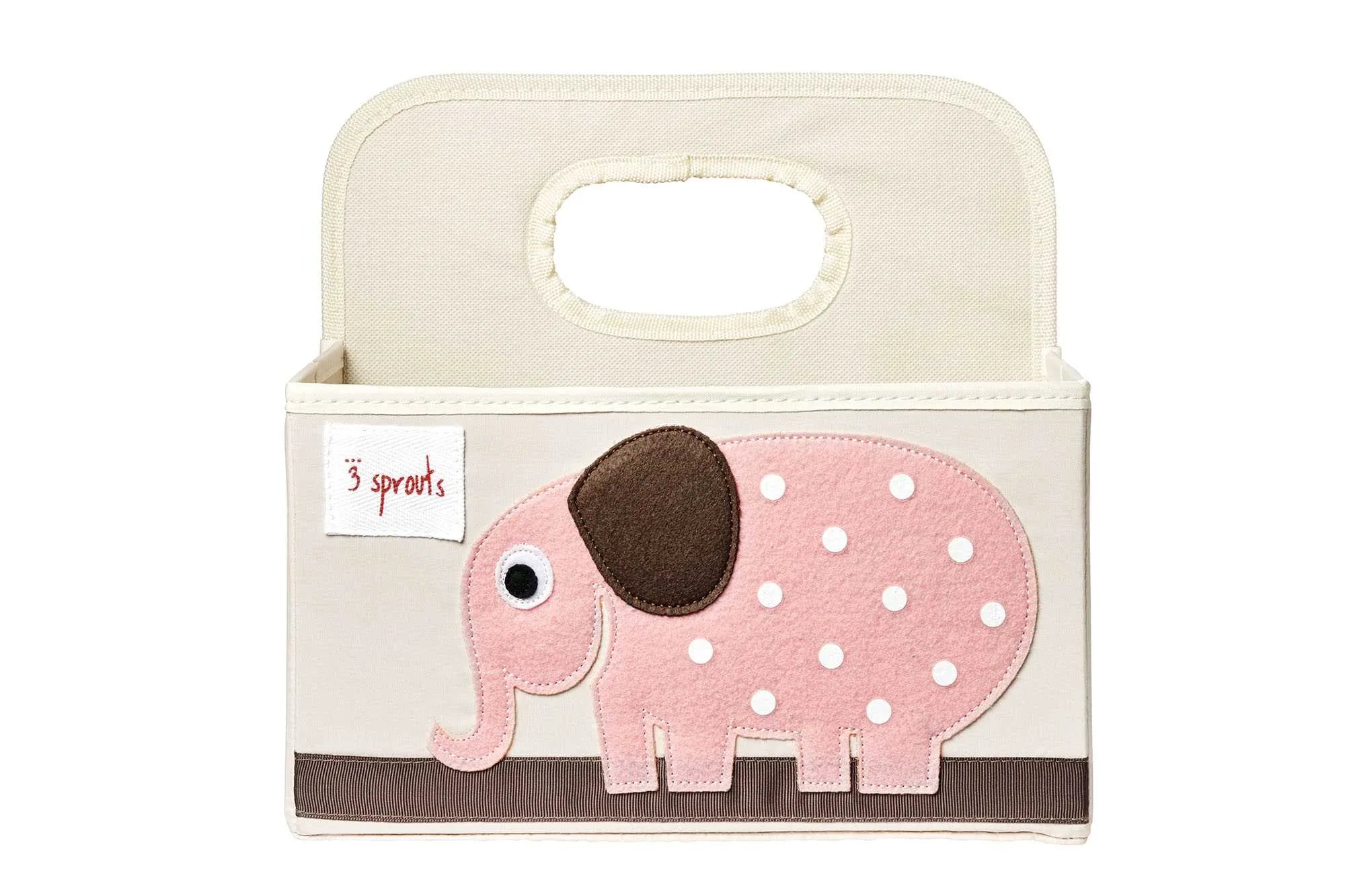 3 Sprouts Opbevaringskurv med Hank til Bleer, Elefant